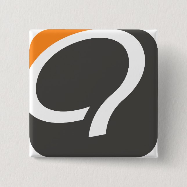 Macaron Carré 5 Cm Bouton de Q - orange (Devant)