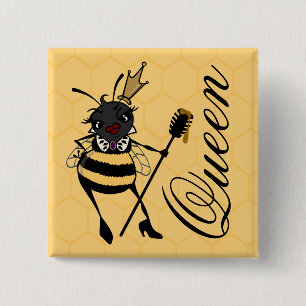 MACARON CARRÉ 5 CM BOUTON DE RETOUR DU CARRÉ GRAPHIQUE CUTE QUEEN BEE