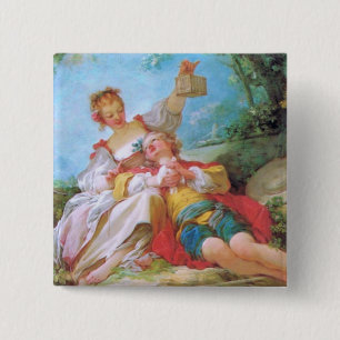 Macaron Carré 5 Cm Bouton de Saint Valentin pour les amants heureux