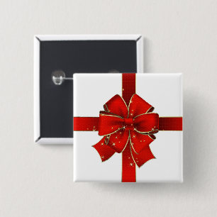 Macaron Carré 5 Cm Bouton de scintillement d'arc de Noël