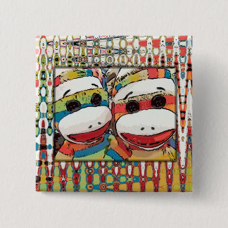 Macaron Carré 5 Cm Bouton de singe de chaussette