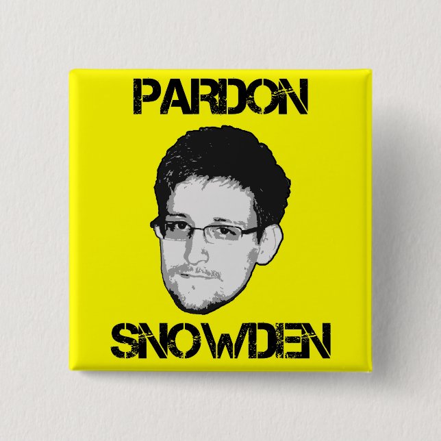 Macaron Carré 5 Cm Bouton de Snowden de pardon (Devant)