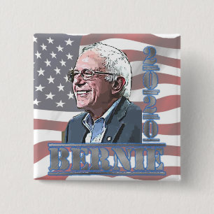 Macaron Carré 5 Cm Bouton de soutien de Bernie Sanders aux élections