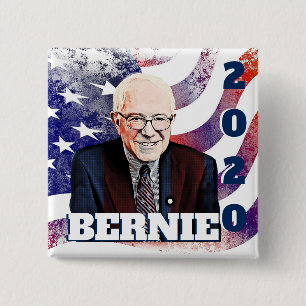 Macaron Carré 5 Cm Bouton de soutien de Bernie Sanders aux élections