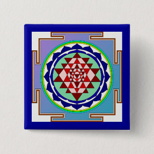Macaron Carré 5 Cm Bouton de Sri Yantra