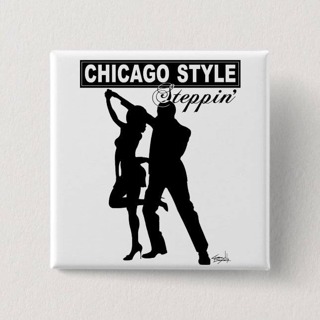 Macaron Carré 5 Cm Bouton de Steppin de style de Chicago (Devant)