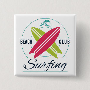 Macaron Carré 5 Cm Bouton de surf Beach Club