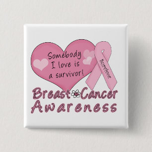 Macaron Carré 5 Cm Bouton de survivant de cancer du sein