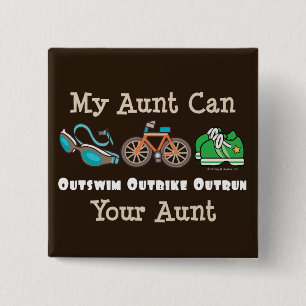 Macaron Carré 5 Cm Bouton de tante Outswim Outbike Outrun Triathlon