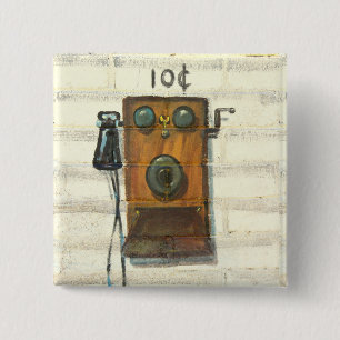 Macaron Carré 5 Cm bouton de téléphone payant antique