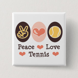 Macaron Carré 5 Cm Bouton de tennis d'amour de paix