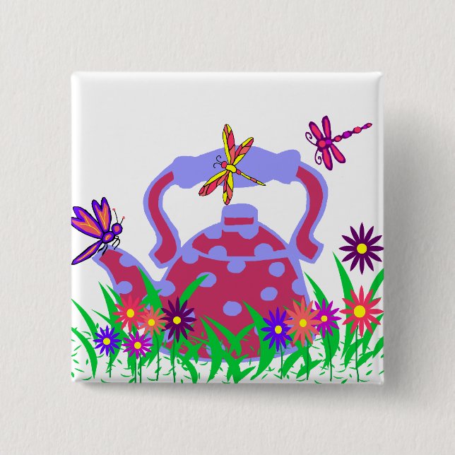 Macaron Carré 5 Cm Bouton de théière de libellule (Devant)