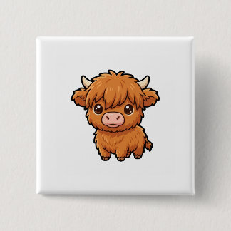 Macaron Carré 5 Cm Bouton de vache des Highlands de bébé mignon