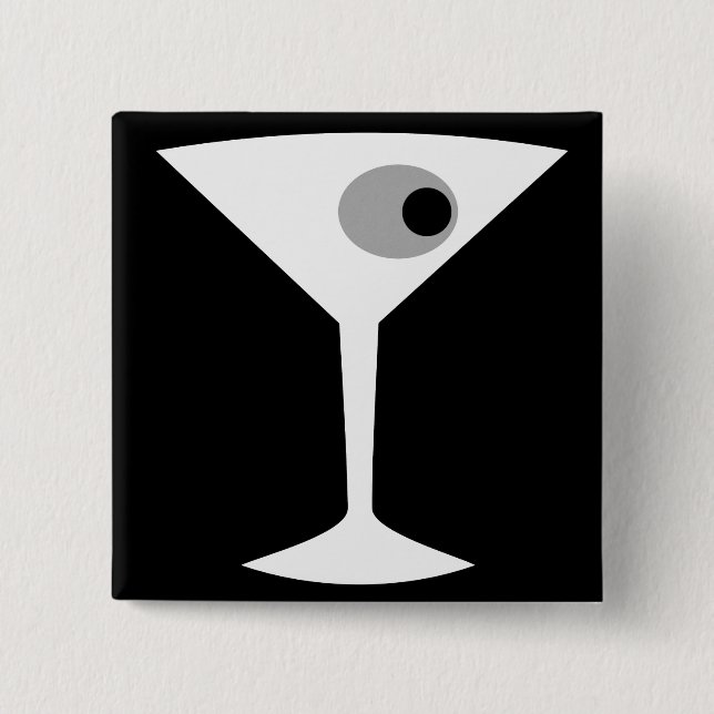 Macaron Carré 5 Cm Bouton de verre Noir Martini (Devant)