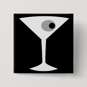 Macaron Carré 5 Cm Bouton de verre Noir Martini