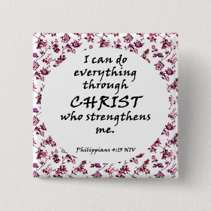 Macaron Carré 5 Cm Bouton de verset biblique floral