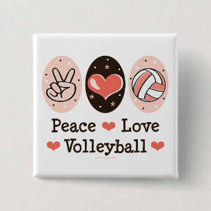 Macaron Carré 5 Cm Bouton de volleyball d'amour de paix