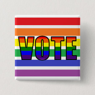 Macaron Carré 5 Cm Bouton de vote LGBT Arc-en-ciel
