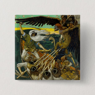 Macaron Carré 5 Cm Bouton "Défense" de Gallen-Kallela