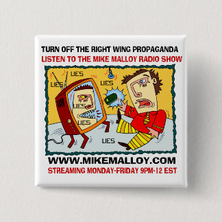 Macaron Carré 5 Cm Bouton d'émission de radio de Mike Malloy