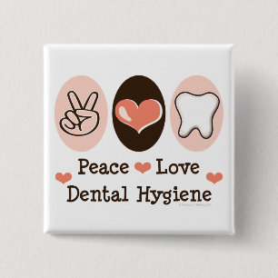 Macaron Carré 5 Cm Bouton dentaire d'hygiène d'amour de paix