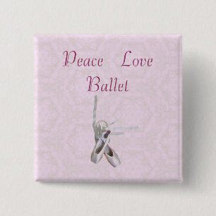 Macaron Carré 5 Cm Bouton dentelle 'Paix, Amour & Ballet'