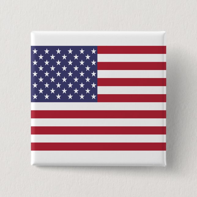 Macaron Carré 5 Cm Bouton d'épingle du drapeau américain (Devant)