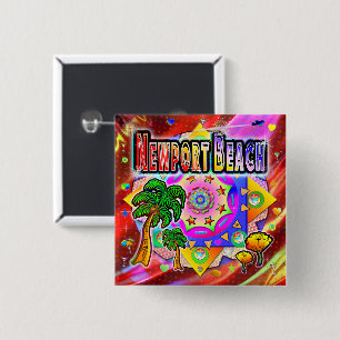 Macaron Carré 5 Cm Bouton des amis tropicaux de Newport Beach