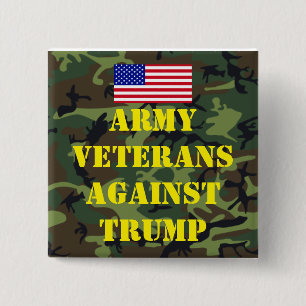 Macaron Carré 5 Cm Bouton des vétérans de l'armée contre Trump