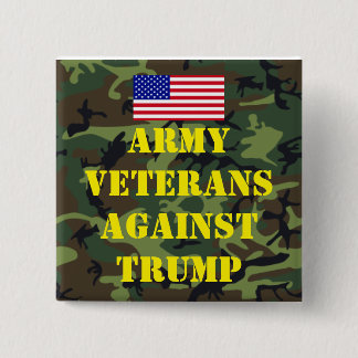 Macaron Carré 5 Cm Bouton des vétérans de l'armée contre Trump
