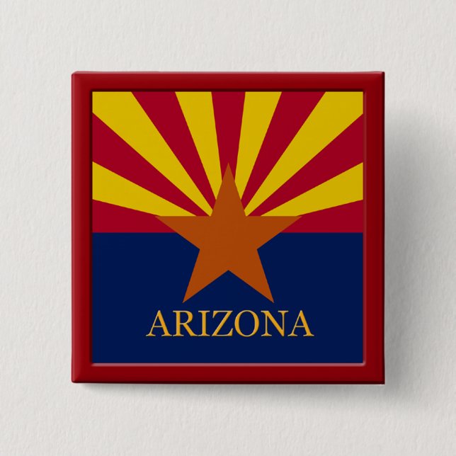 Macaron Carré 5 Cm Bouton Design de drapeau de l'état de l'Arizona (Devant)