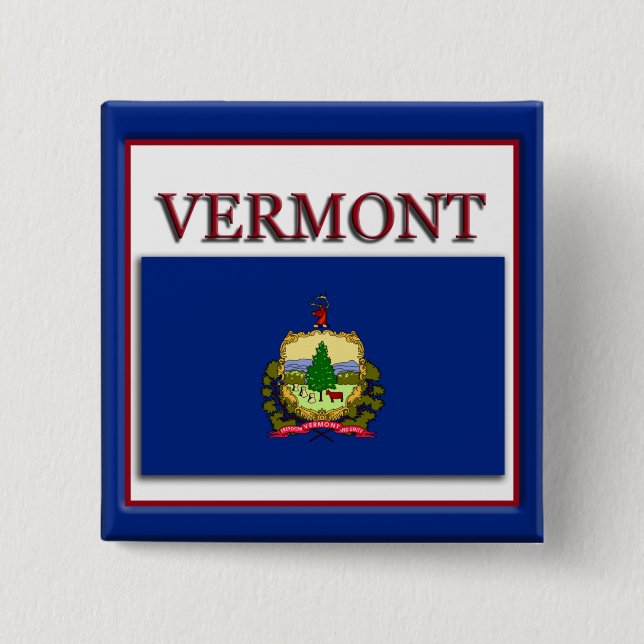 Macaron Carré 5 Cm Bouton Design de drapeau d'état du Vermont (Devant)