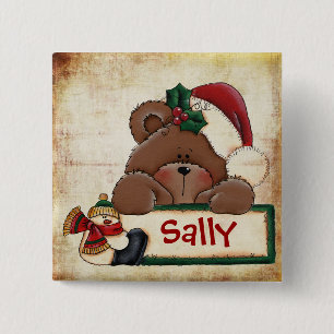 Macaron Carré 5 Cm Bouton d'étiquette de bas de Chrtimstas