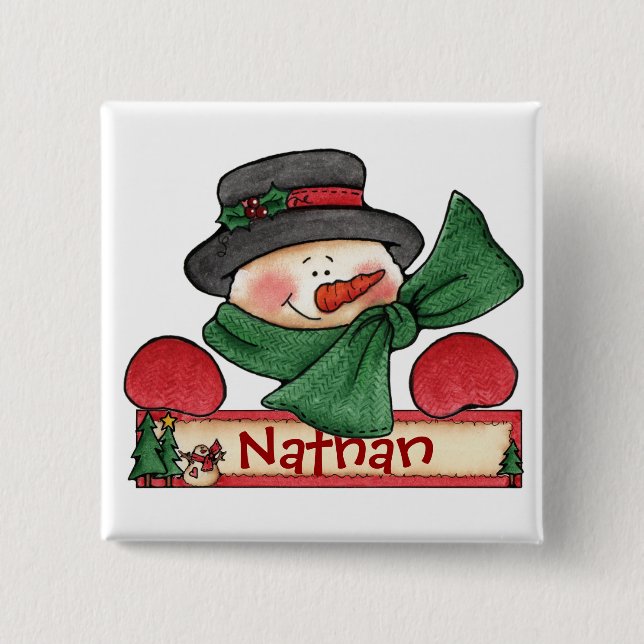Macaron Carré 5 Cm Bouton d'étiquette de bas de Chrtimstas (Devant)