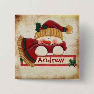 Macaron Carré 5 Cm Bouton d'étiquette de bas de Chrtimstas