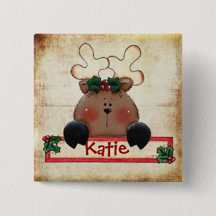 Macaron Carré 5 Cm Bouton d'étiquette de bas de Chrtimstas