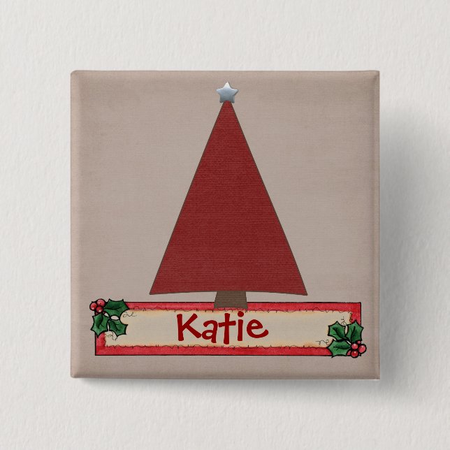 Macaron Carré 5 Cm Bouton d'étiquette de bas de Chrtimstas (Devant)