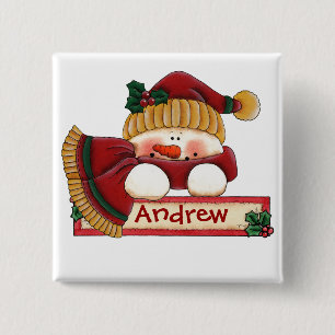 Macaron Carré 5 Cm Bouton d'étiquette de bas de Chrtimstas