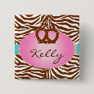 Macaron Carré 5 Cm Bouton d'étiquette de nom de zèbre de boulangeri