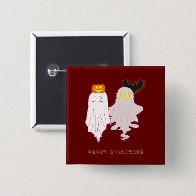 Macaron Carré 5 Cm Bouton d'Halloween pour bébés mignon (Devant & derrière)