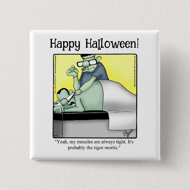 Macaron Carré 5 Cm Bouton d'Humour Halloween amusant Cadeaux/Faveurs (Devant)