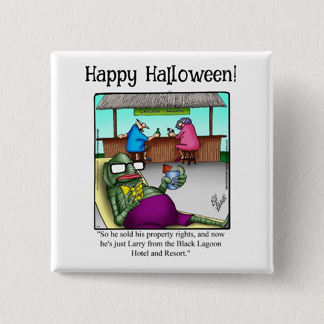 Macaron Carré 5 Cm Bouton d'Humour Halloween amusant Cadeaux/Faveurs (Devant)