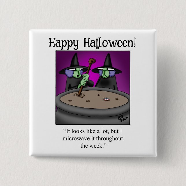 Macaron Carré 5 Cm Bouton d'Humour Halloween amusant Cadeaux/Faveurs (Devant)