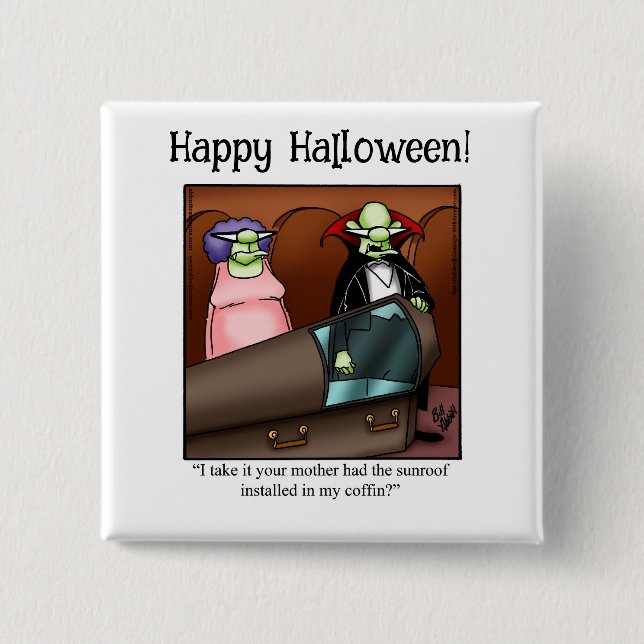 Macaron Carré 5 Cm Bouton d'Humour Halloween amusant Cadeaux/Faveurs (Devant)