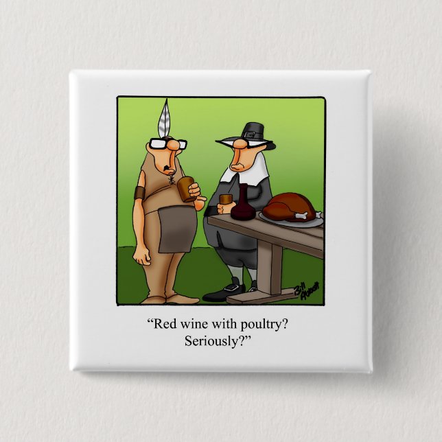 Macaron Carré 5 Cm Bouton d'Humour Thanksgiving Hilarious Cadeau (Devant)