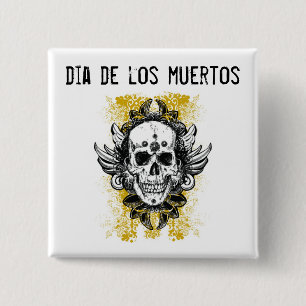 Macaron Carré 5 Cm Bouton Dia de los muertos