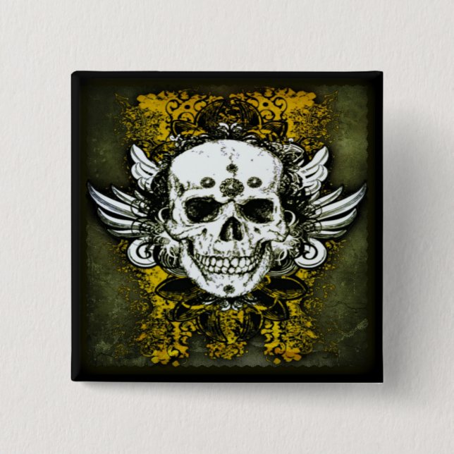 Macaron Carré 5 Cm Bouton Dia de los muertos (Devant)