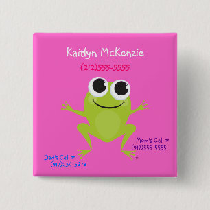 Macaron Carré 5 Cm Bouton d'identification de grenouille