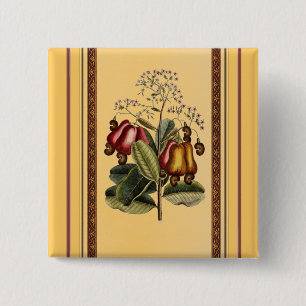 Macaron Carré 5 Cm Bouton d'illustration botanique vintage