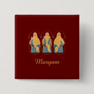 Macaron Carré 5 Cm Bouton d'illustration musulmane personnalisée